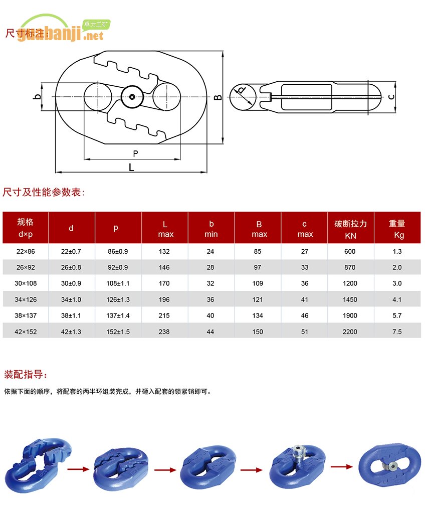 扁平弧齒型接鏈環(huán) 扁平環(huán) 弧齒環(huán)規(guī)格、尺寸、裝配指導(dǎo)